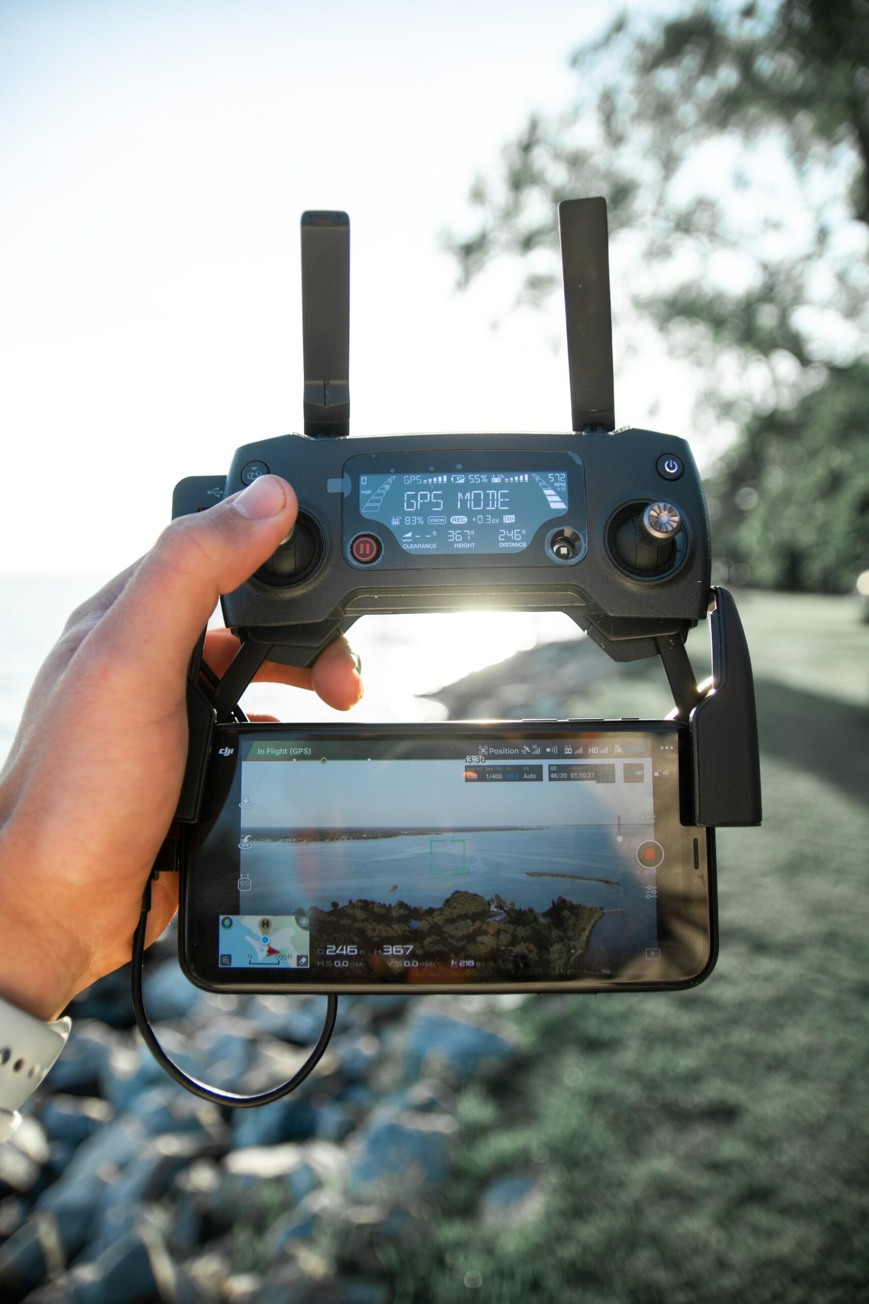 Drone controller set to GPS Mode- Iverson Forest Management Geospatial GIS Management & Applications Services